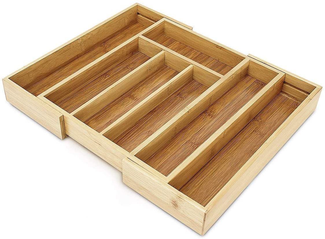 Relaxdays Επεκτεινόμενος Δίσκος Αποθήκευσης για Μαχαιροπίρουνα από Μπαμπού - Brown - 4052025188832