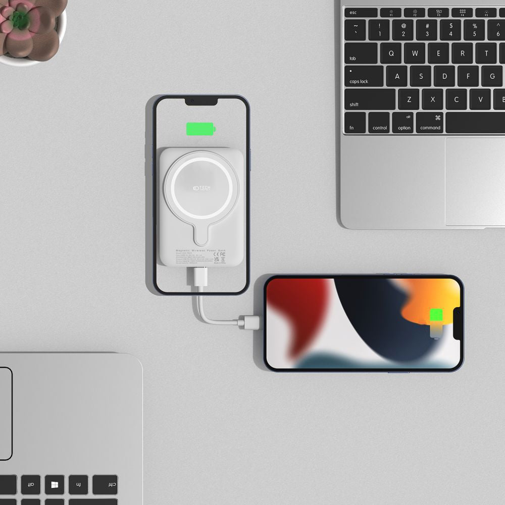Tech-Protect PB10 Lifemag MagSafe PowerBank Μαγνητικό PowerBank Κινητού 5000 mAh - White