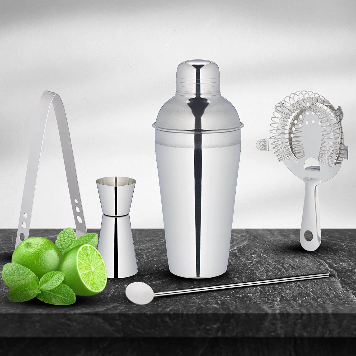 Relaxdays Σετ Κοκτέιλ 5 Τεμαχίων από Ανοξείδωτο Ατσάλι - Silver - 4052025983253