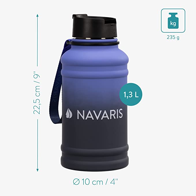 Navaris Μπουκάλι Νερού από Ανοξείδωτο Ατσάλι - 1.3 L - Blue - 52873.04.02
