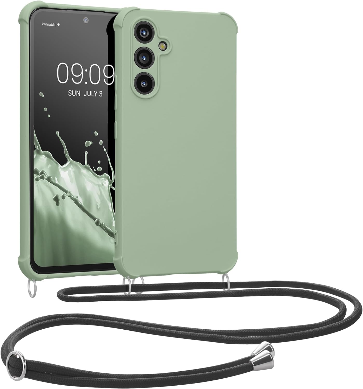 KW Samsung Galaxy A54 5G Θήκη Σιλικόνης TPU με Λουράκι - Grey Green - 60805.172