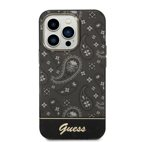 Guess iPhone 14 Pro Bandana Paisley Σκληρή Θήκη με Πλαίσιο Σιλικόνης - Βlack - GUHCP14LHGBNHK