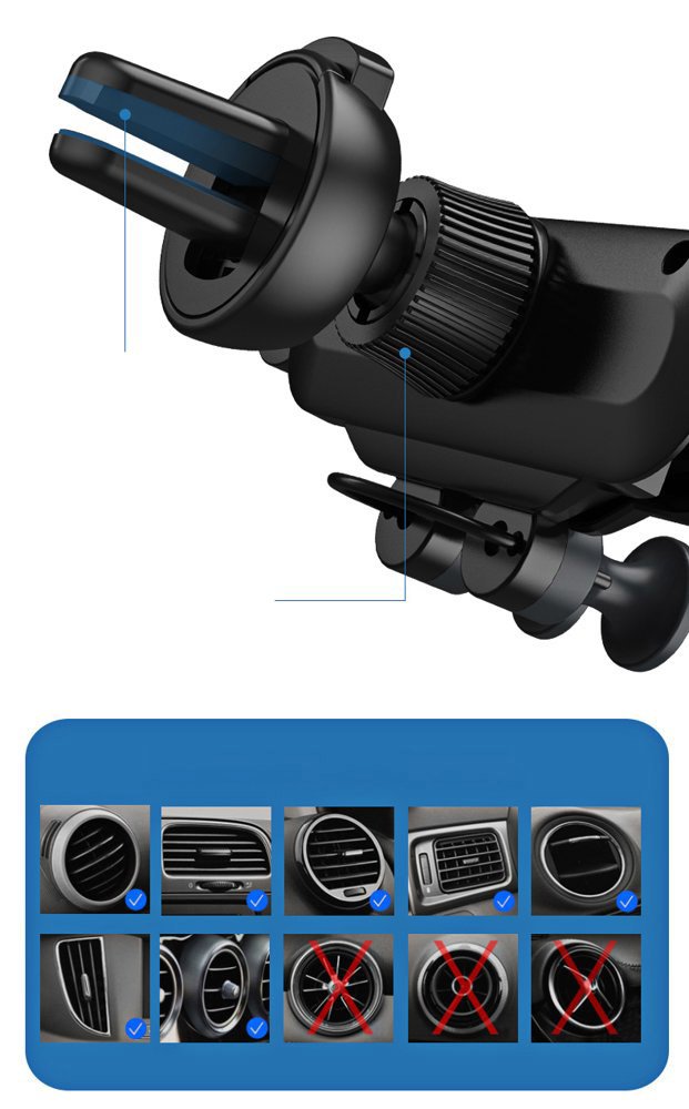 Wozinsky WCH-01 Gravity Air Vent Mobile Holder - Universal Βάση Αυτοκινήτου Αεραγωγού - Black