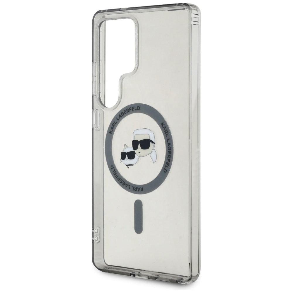Karl Lagerfeld Samsung Galaxy S25 Ultra - Button Karl and Choupette Heads Printed Logo - MagSafe Σκληρή Θήκη με Πλαίσιο Σιλικόνης - Black - KLHMS25LHLSKCK