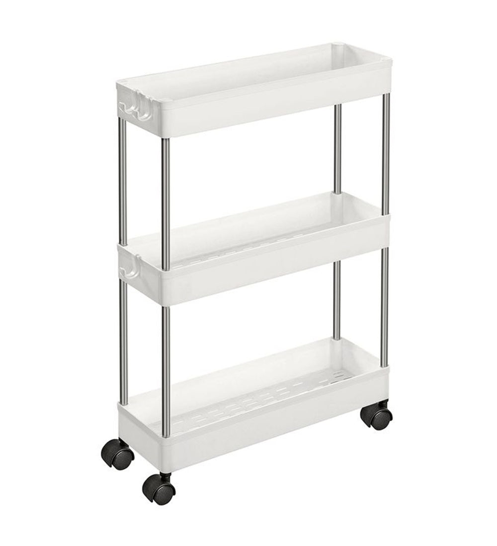 Songmics Πλαστικό Καρότσι Εξοικονόμησης Χώρου για Οργάνωση και Αποθήκευση με 3 Ράφια - 40 x 13 x 60 cm - White - KSC007W01