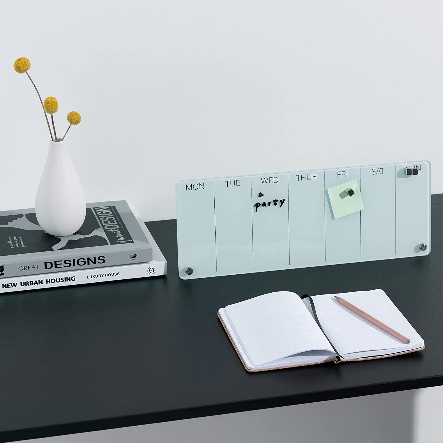 Navaris Εβδομαδιαίος Γυάλινος Μαγνητικός Πίνακας Χρονοδιαγράμματος - White - 54180.01.1