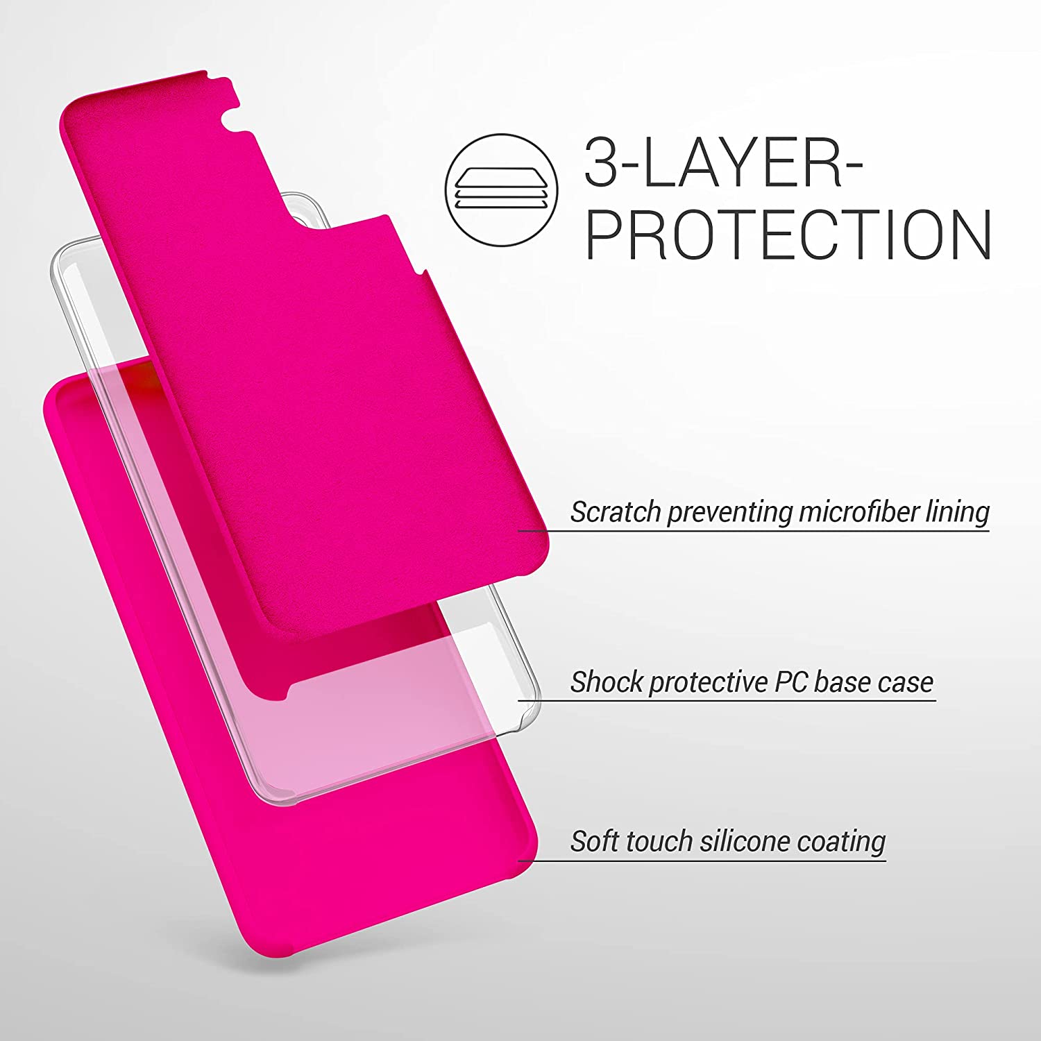 KW Samsung Galaxy S21 Θήκη Σιλικόνης Rubber TPU - Neon Pink - 54056.77