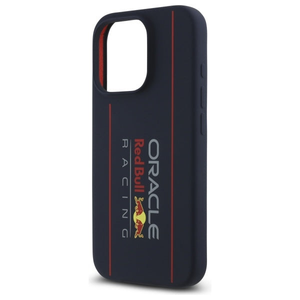 Red Bull iPhone 16 Pro - Silicone Vertical Logo - MagSafe Σκληρή Θήκη με Πλαίσιο Σιλικόνης - Navy - RBHMP16L24SIOLRV
