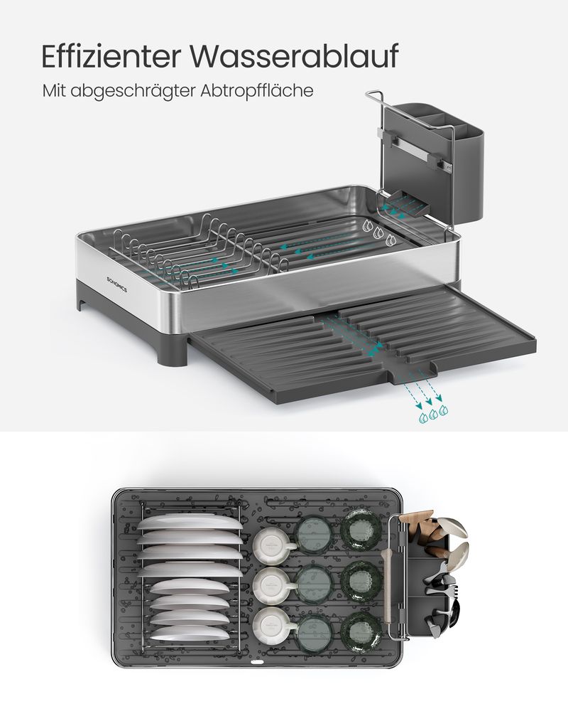 Songmics Στεγνωτήριο Πιάτων και Μαχαιροπίρουνων - Silver / Grey - KCS035G01