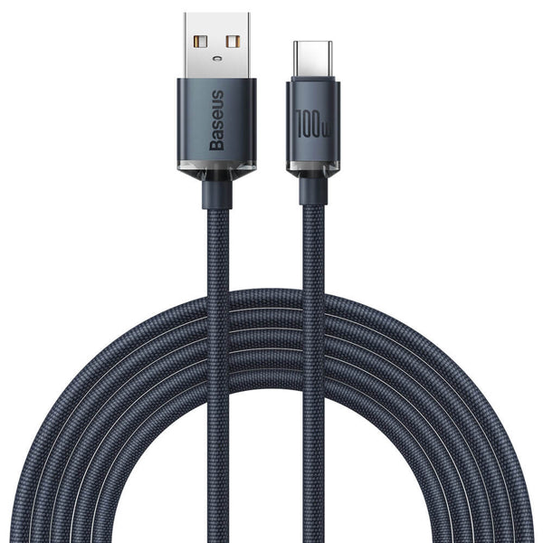 Baseus Crystal Shine Cable USB to Type C 100W - Καλώδιο Δεδομένων και Γρήγορης Φόρτισης 2M - Black - CAJY000501