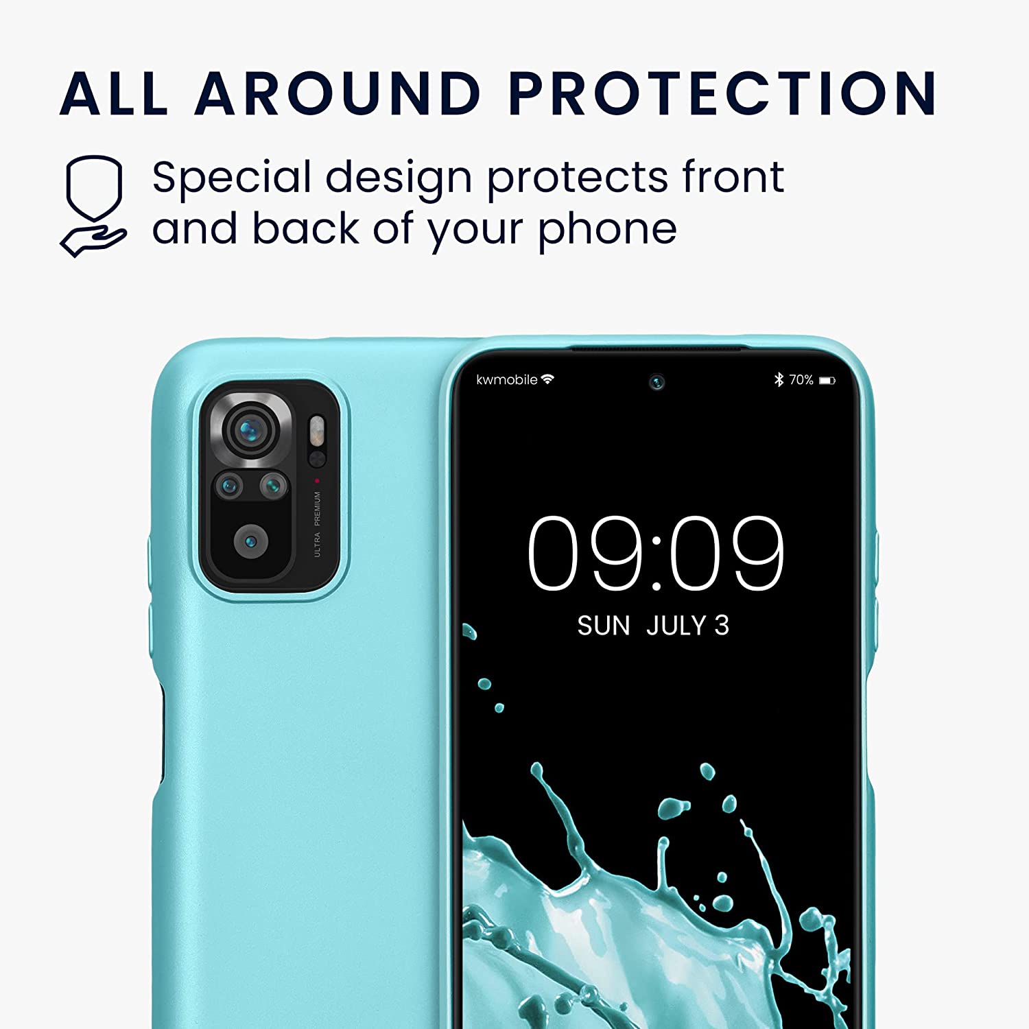 KW Xiaomi Redmi Note 10 / Note 10s / Poco M5s Θήκη Σιλικόνης TPU - Metallic Mint Green - 57280.231