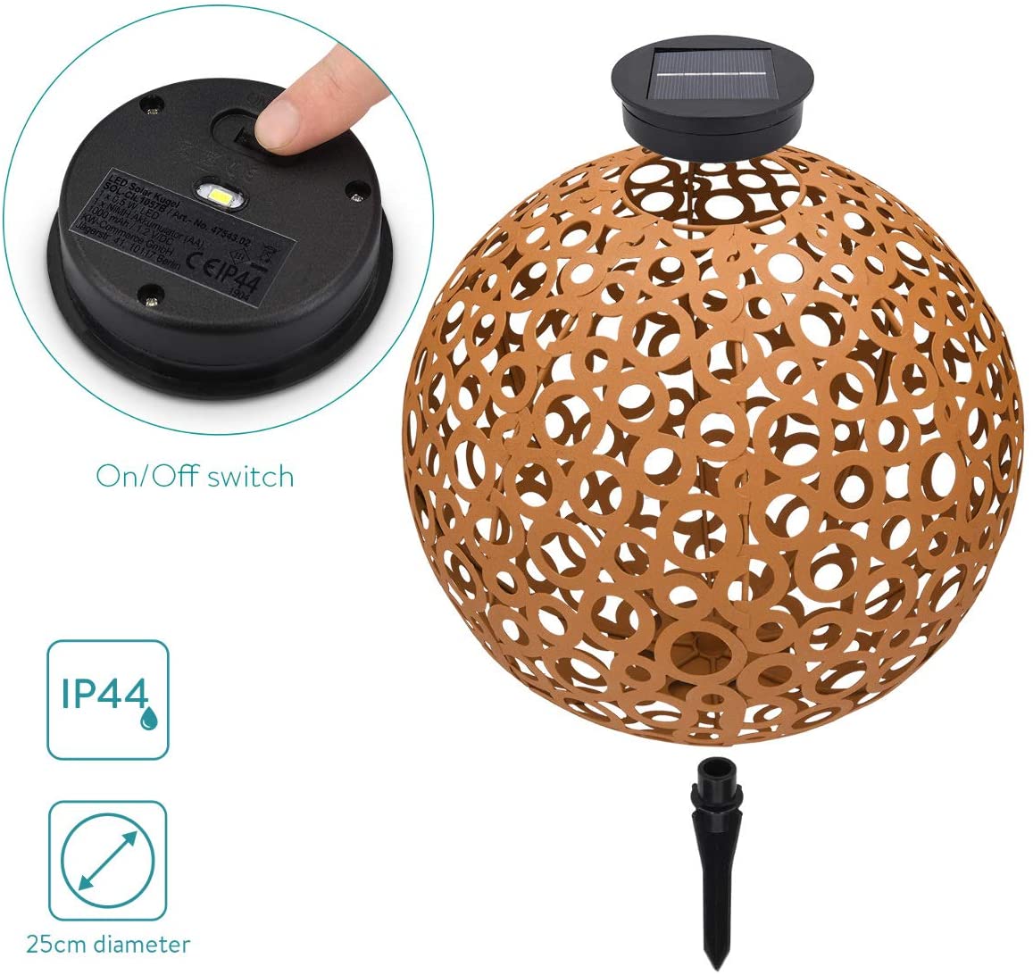 Navaris Outdoor Solar Light Ball Διακοσμητική Φωτεινή Μπάλα - Powder Rust Ornament - 47543.02