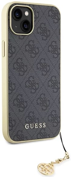 Guess iPhone 15 Plus - 4G Charms Collection Θήκη με Επένδυση Συνθετικού Δέρματος - Grey - GUHCP15MGF4GGR