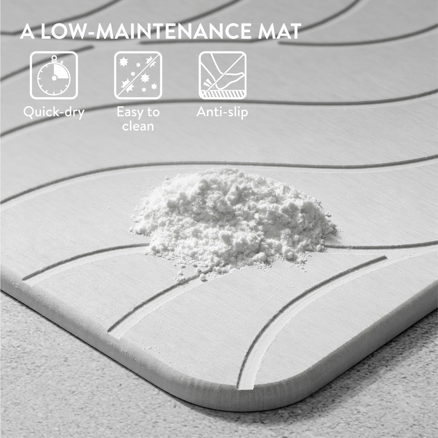 Navaris Αντιολισθητικό Χαλάκι Μπάνιου από Διατομίτη για Γρήγορο Στέγνωμα - 60 x 39 cm - Ivory - 59868.01