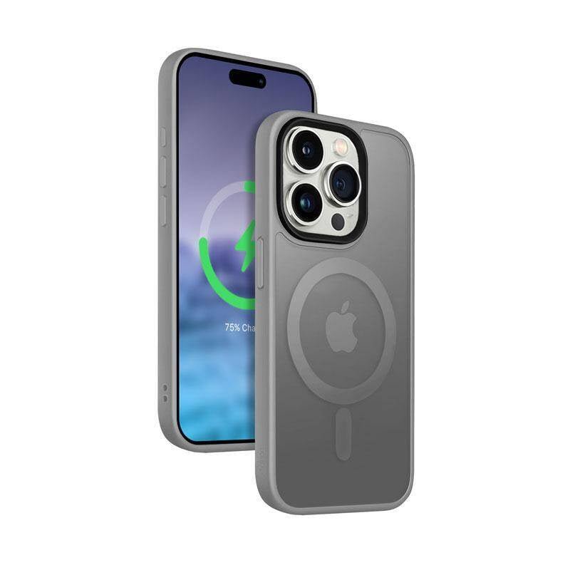 Crong iPhone 15 Pro Max Hybrid Frost Mag - Σκληρή Θήκη με Πλαίσιο Σιλικόνης και MagSafe - Grey
