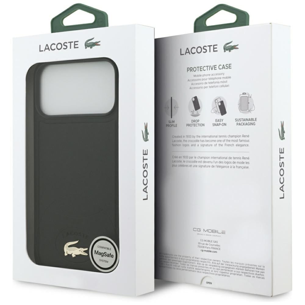 Lacoste iPhone 17 Pro Max - Bliss MagSafe - Σκληρή Θήκη με Πλαίσιο Σιλικόνης και Επένδυση Οικολογικού Δέρματος - Black