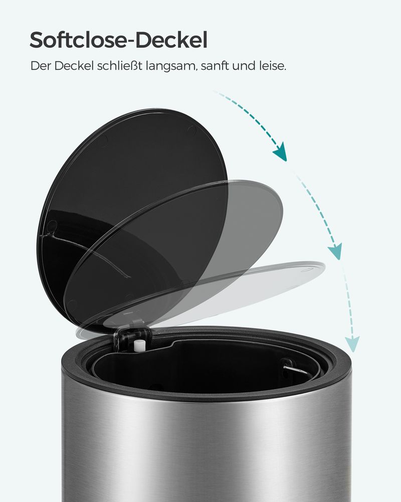 Songmics Κάδος Απορριμμάτων για το Μπάνιο - 3L - Silver / Black - LTB011E01