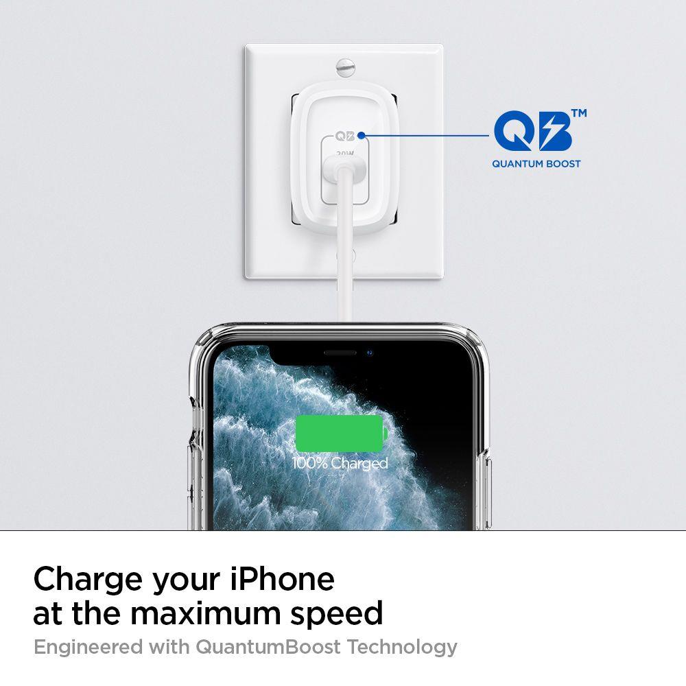 Spigen PE2009EU PowerArc PD 20W Οικιακός Φορτιστής Γρήγορης Φόρτισης με Θύρα Type-C - White