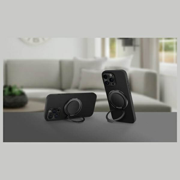Uniq GripFit Premium 360 Ring Holder - Μαγνητικό Δαχτυλίδι Συγκράτησης Κινητού / Βάση Στήριξης - Carbon Black