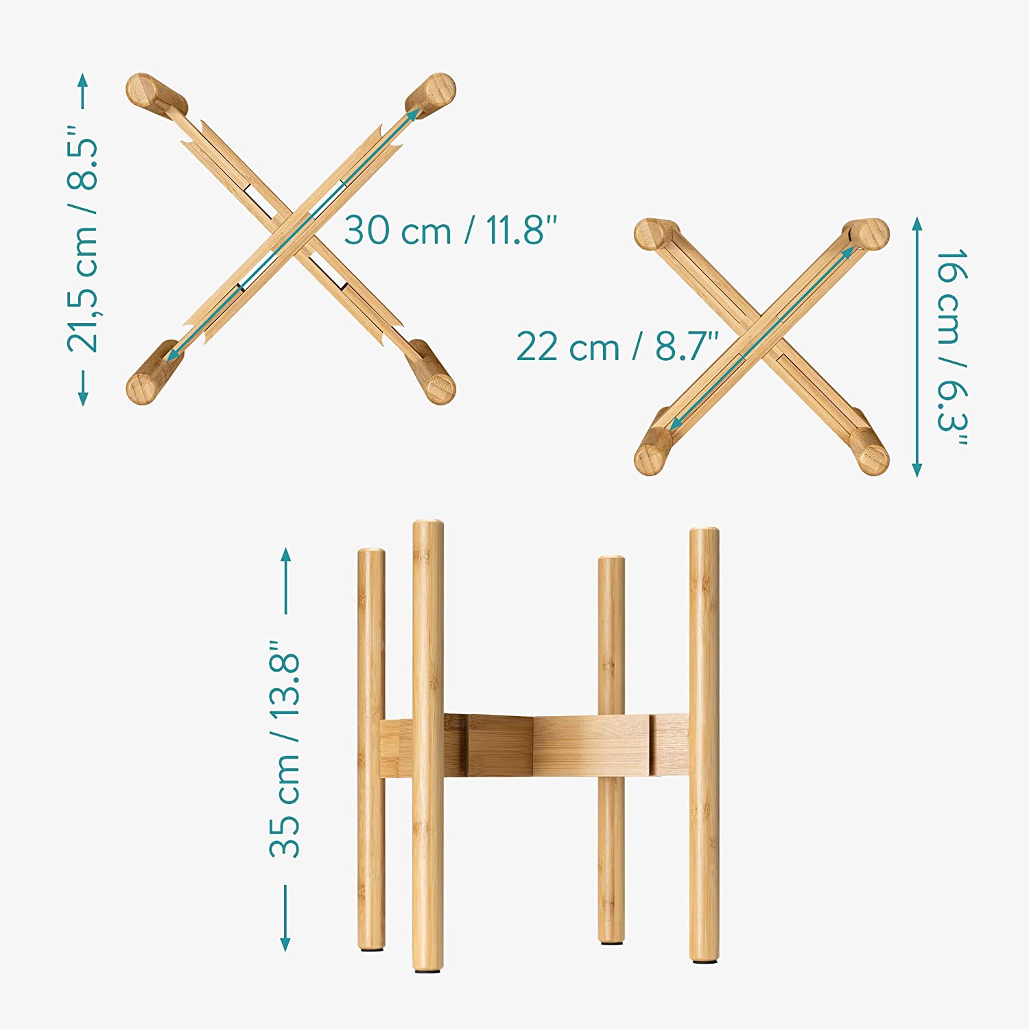 Navaris Σετ με 2 Ρυθμιζόμενες Βάσεις από Μπαμπού για Κασπό - Natural - 57356.01