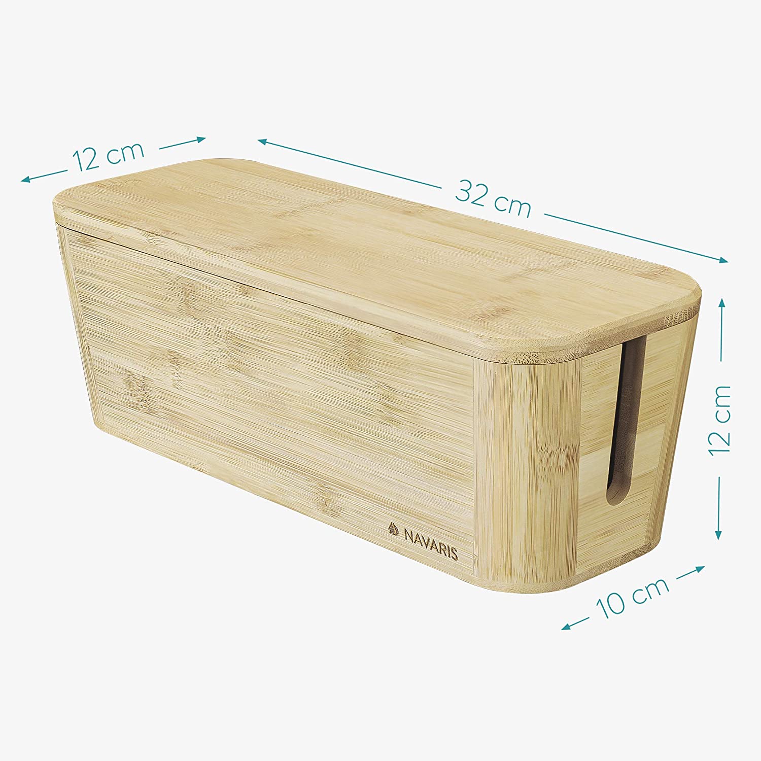 Navaris Κουτί Οργάνωσης Καλωδίων με Καπάκι - Bamboo - 52804.01