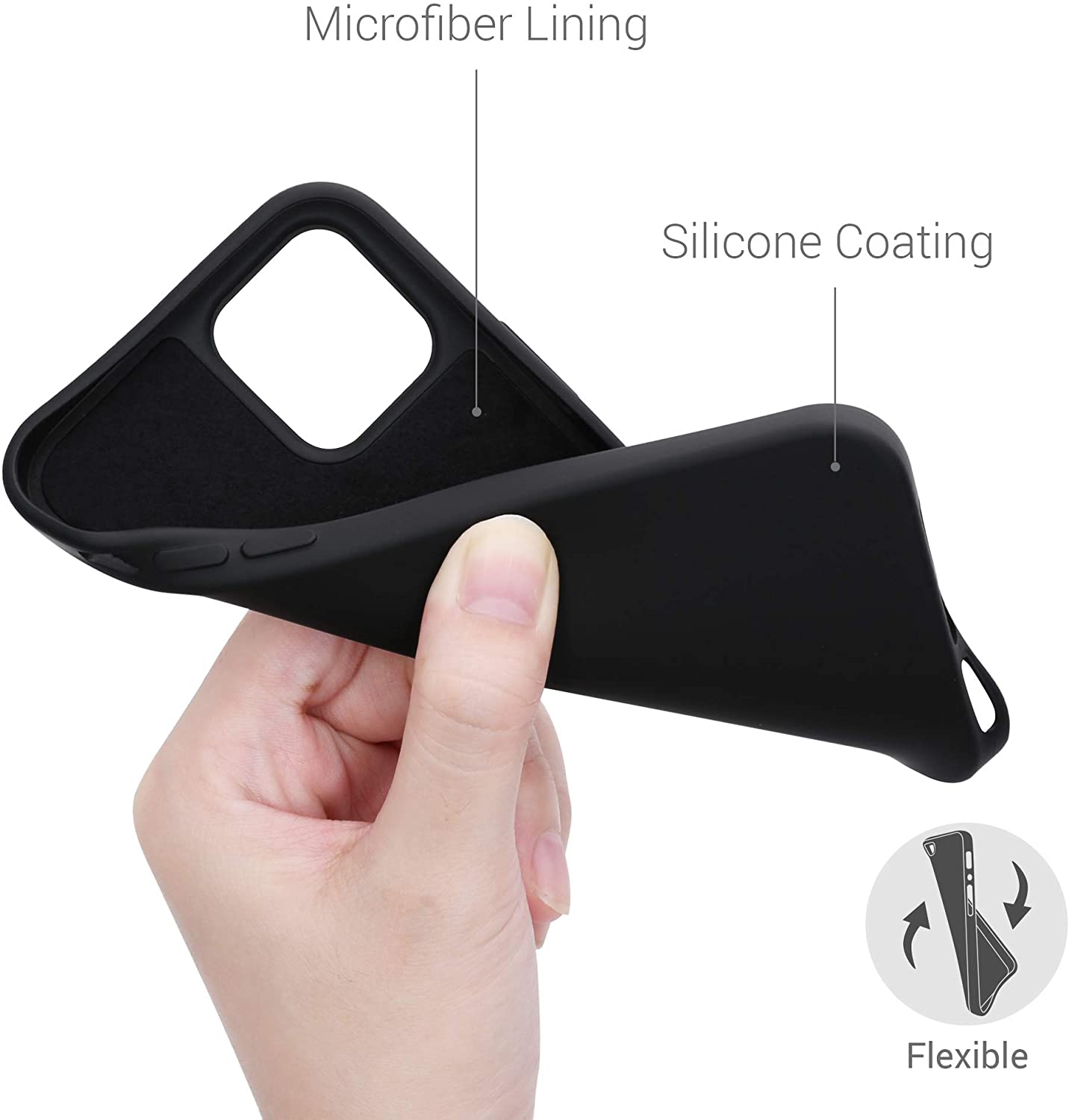 KW iPhone 12 / iPhone 12 Pro Θήκη Σιλικόνης Rubberized TPU - Black Matte - 53844.47