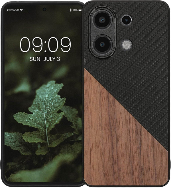 KW Xiaomi Redmi Note 13 4G Θήκη από Φυσικό Ξύλο και Carbon - Black / Dark Brown