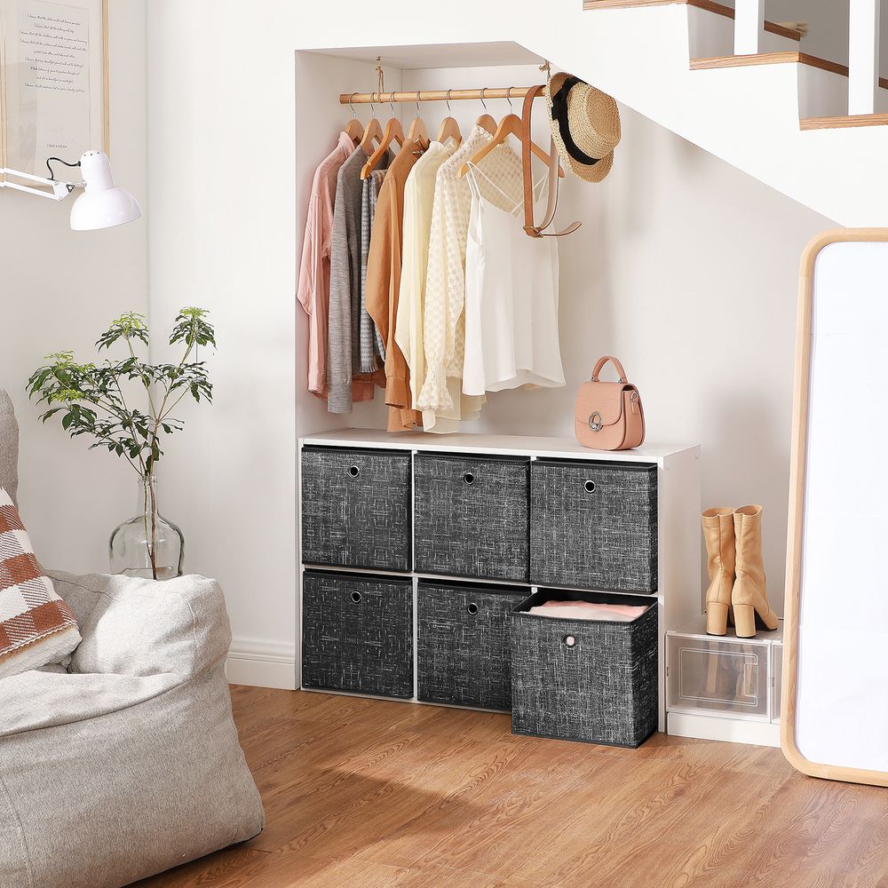 Songmics Σετ με 6 Υφασμάτινα Κουτιά Αποθήκευσης - Mottled Black - RFB006B01