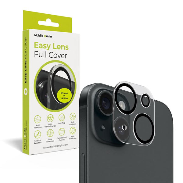 Mobile Origin iPhone 14 / iPhone 14 Plus Easy Lens Full Cover 9H Αντιχαρακτικό Γυαλί για την Κάμερα - Διάφανο
