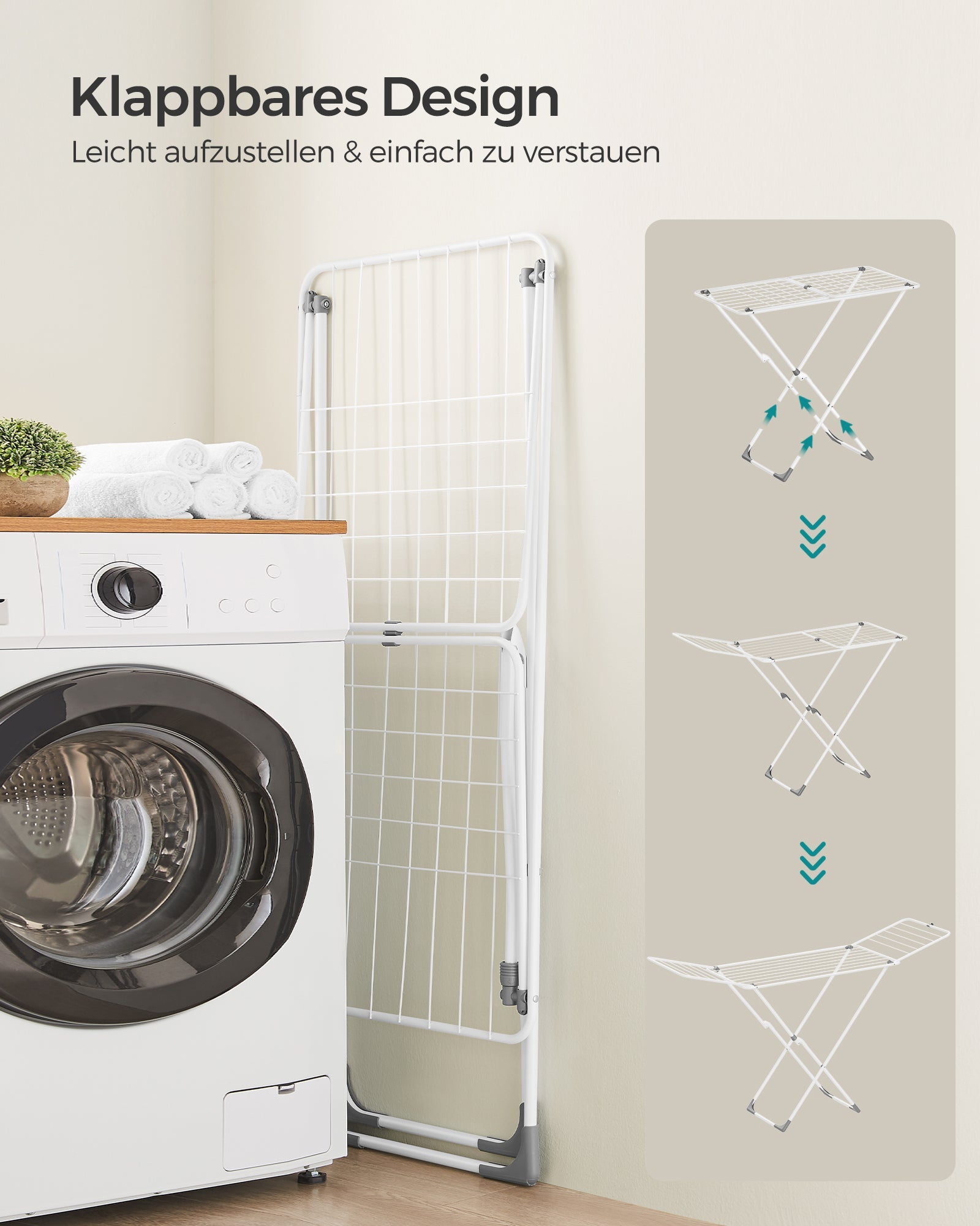Songmics Απλώστρα Ρούχων - 50 x 182 x 102.5 cm - White - LLR540W01V1
