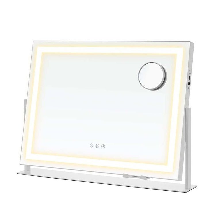 Songmics Επιτραπέζιος Καθρέφτης Μακιγιάζ με Φωτισμό LED και Διακόπτη Αφής - Matte White - LWM002W02