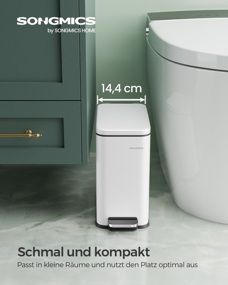 Songmics Κάδος Απορριμμάτων για το Μπάνιο - 5L - White - LTB560W05