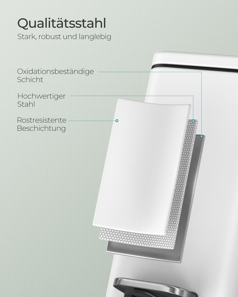 Songmics Κάδος Απορριμμάτων για το Μπάνιο - 5L - White - LTB560W05