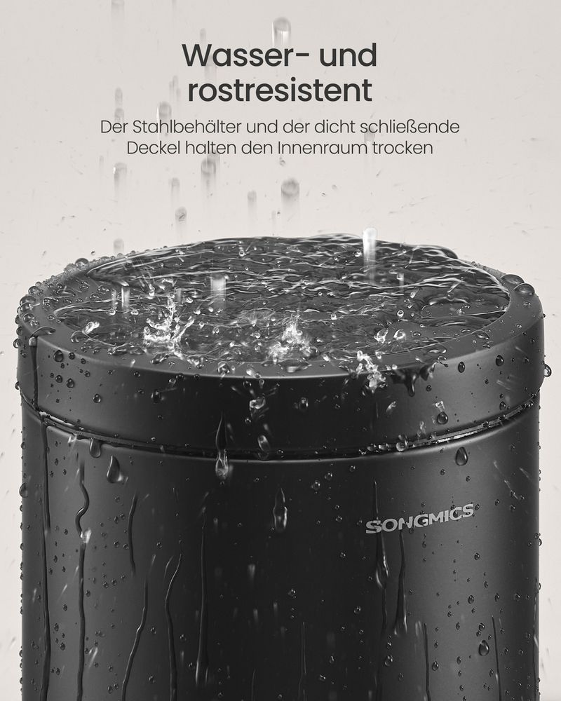 Songmics Κάδος Απορριμμάτων για το Μπάνιο - 6L - Ink Black - LTB016BZ02