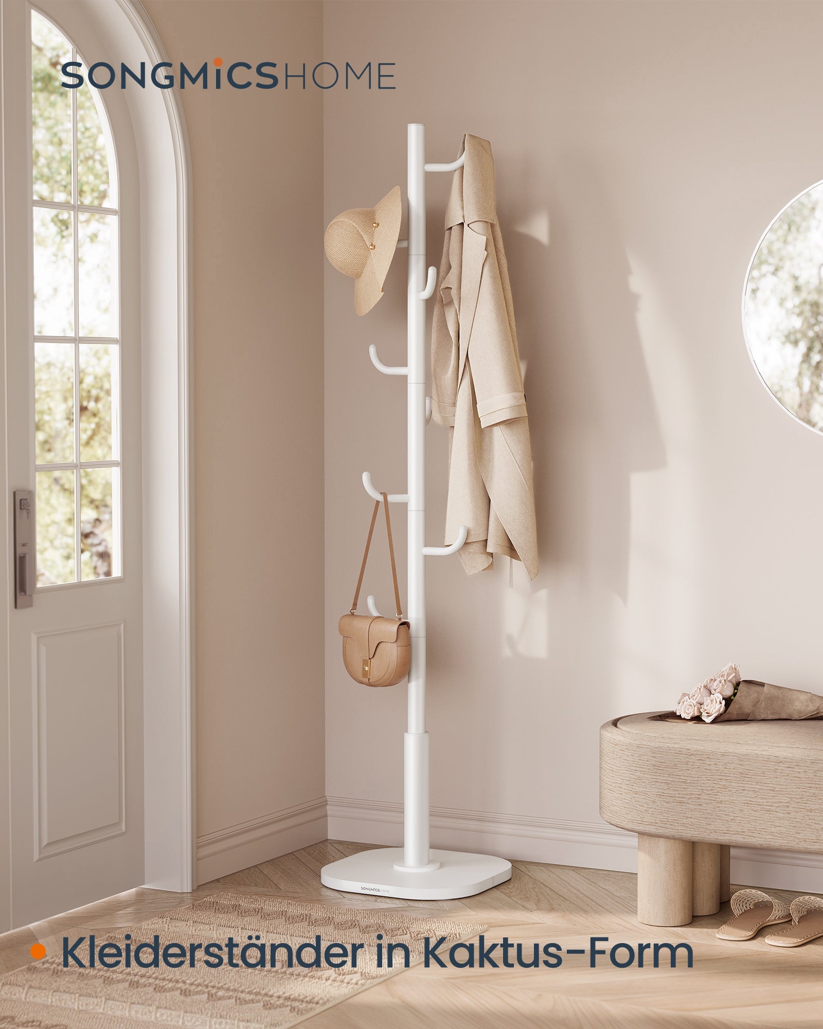 Songmics Καλόγερος Δαπέδου - 40 x 175.3 cm - Cloud White - RCR039WC01