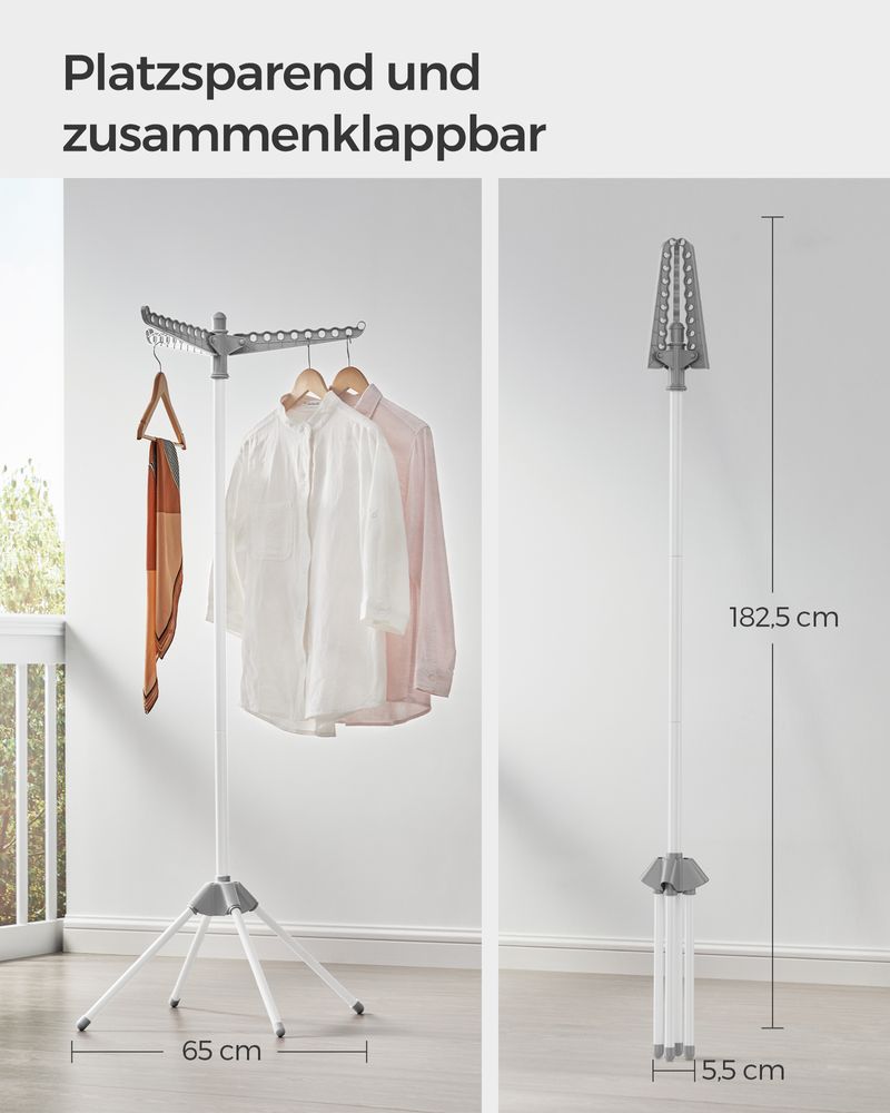 Songmics Κάθετη Απλώστρα Pούχων - 65 x 150 cm - Grey / White - LLR510G01