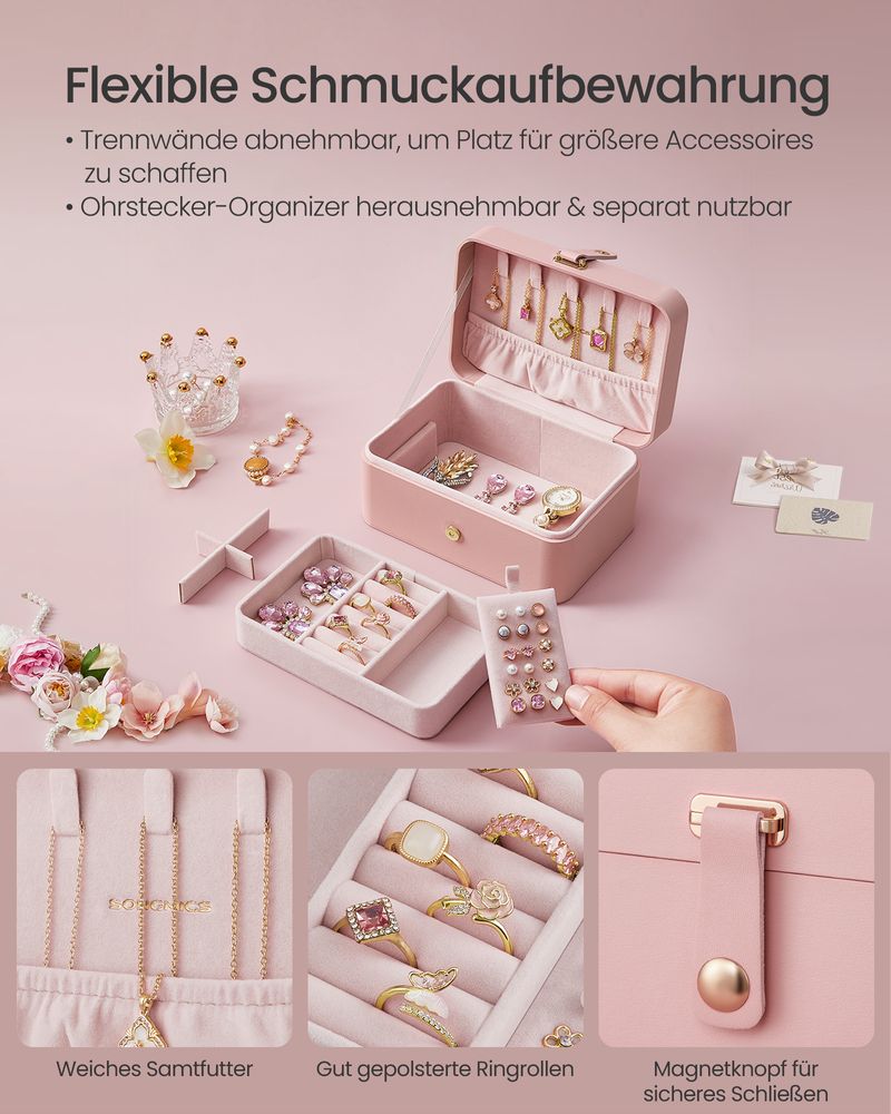 Songmics Κοσμηματοθήκη Ταξιδίου - Pastel Pink - JBC166R01