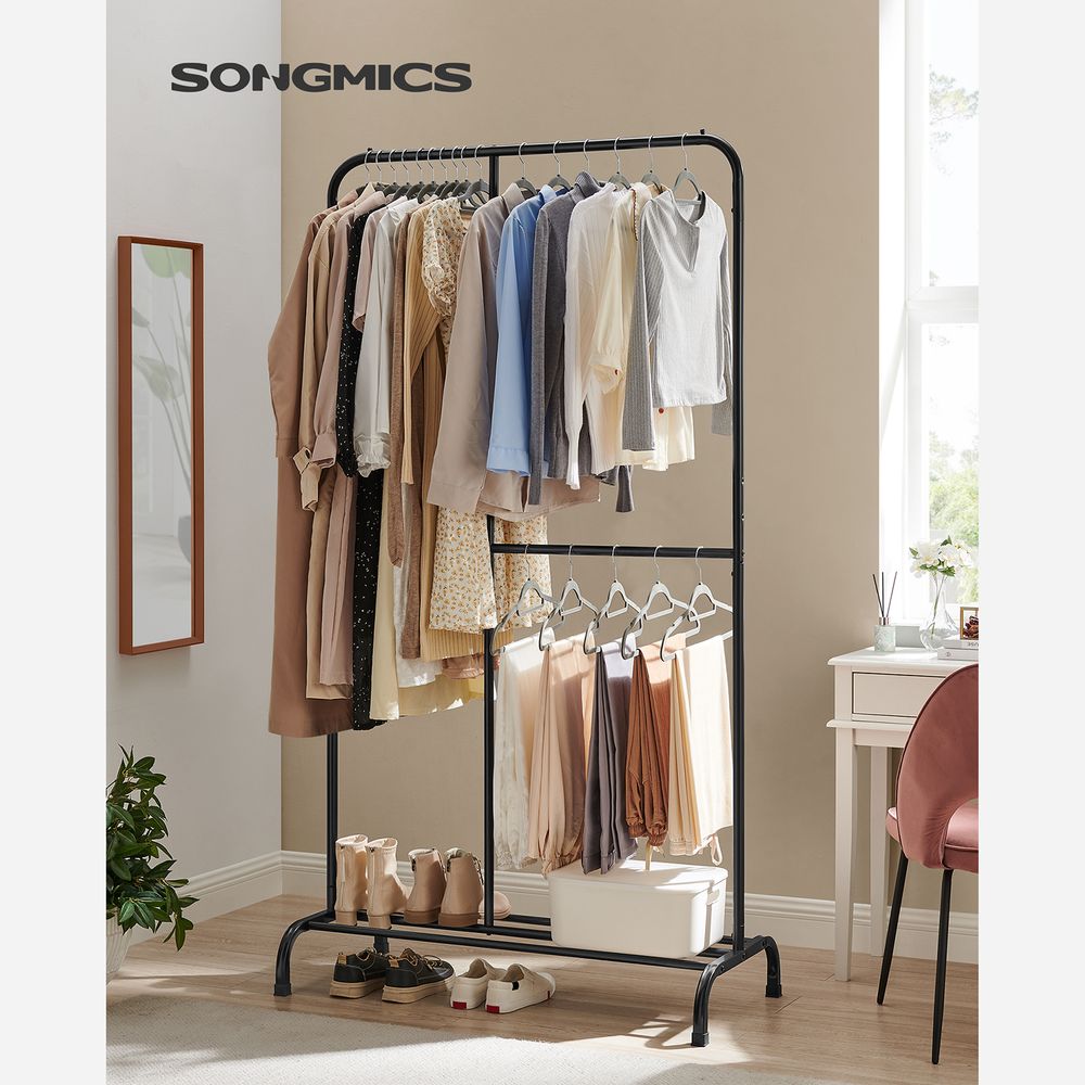 Songmics Κρεμάστρα Δαπέδου - Ράγα Ρούχων - 105 x 50 x 195 cm - Black - HSR103B01