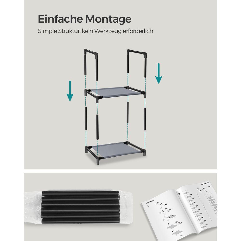 Songmics Μεταλλική Παπουτσοθήκη με 10 Ράφια - 33 x 33 x 173 cm - Grey - LSR110G01