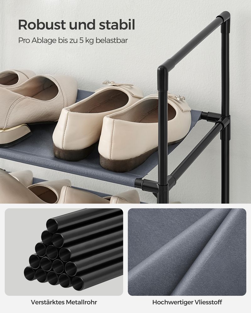 Songmics Μεταλλική Παπουτσοθήκη με 10 Ράφια - Grey - LSH010G01