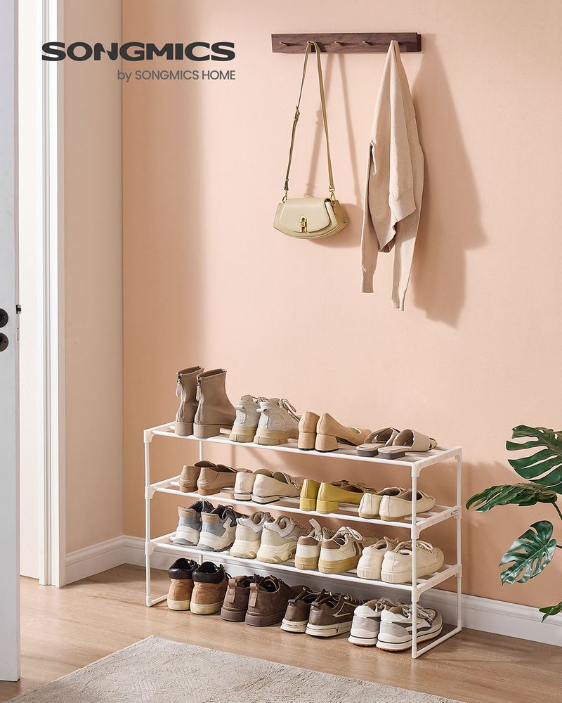 Songmics Μεταλλική Παπουτσοθήκη με 3 Ράφια - White - LSA303W03