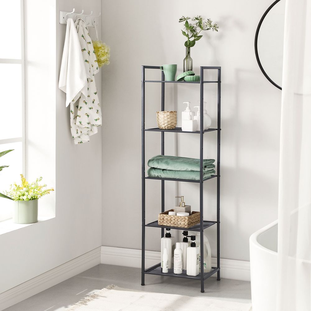 Songmics Μεταλλική Ραφιέρα 5 Επιπέδων - 38 x 30 x 128 cm - Black - BSC35BK