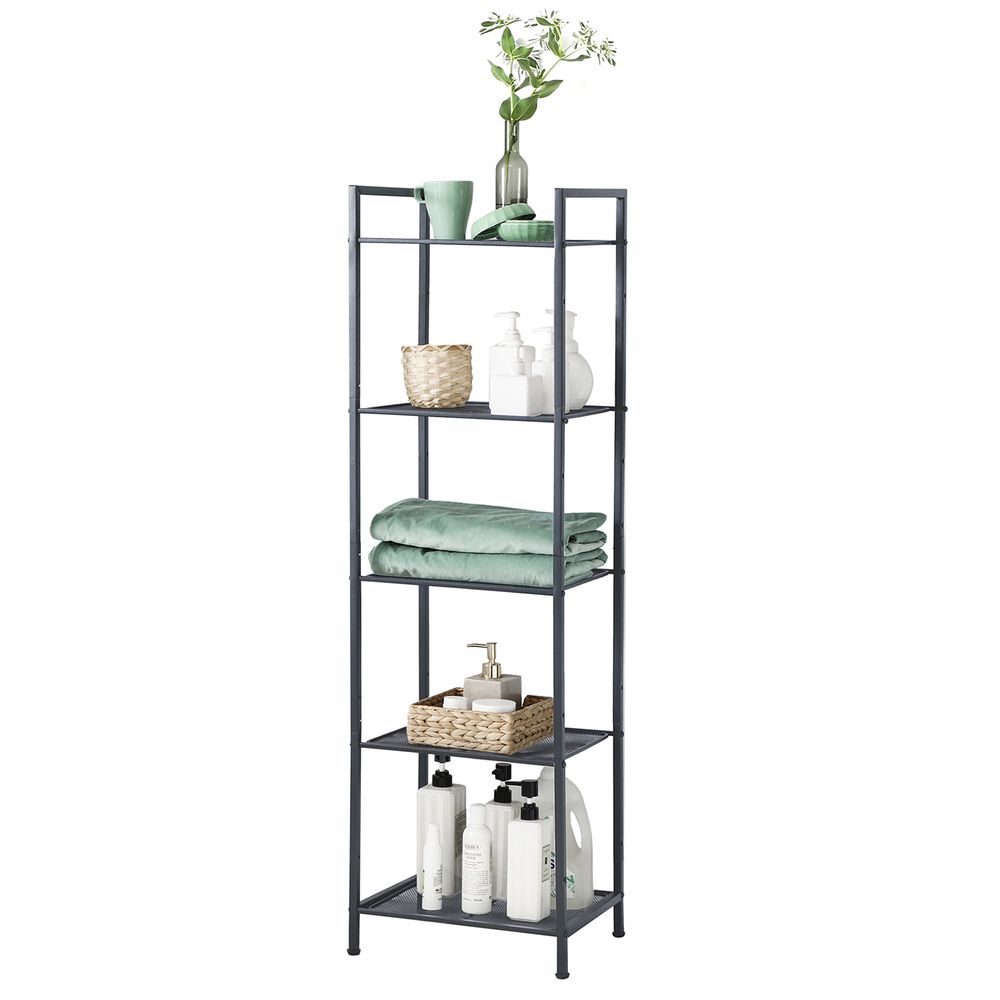 Songmics Μεταλλική Ραφιέρα 5 Επιπέδων - 38 x 30 x 128 cm - Black - BSC35BK