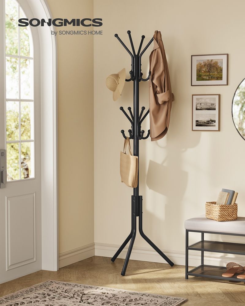 Songmics Μεταλλικός Καλόγερος - 48 x 43 x 175 cm - Ink Black - RCR081BH01