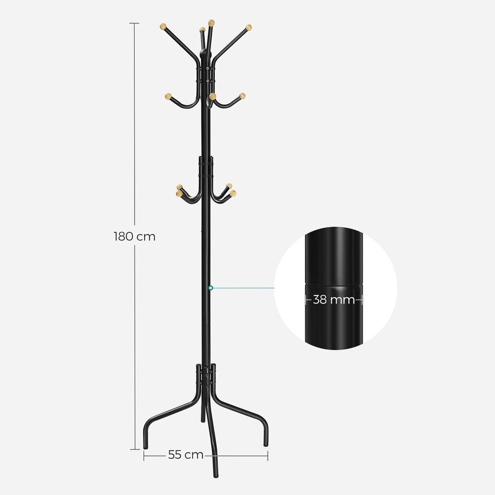 Songmics Μεταλλικός Καλόγερος - 55 x 180 cm - Black - RCR031B01