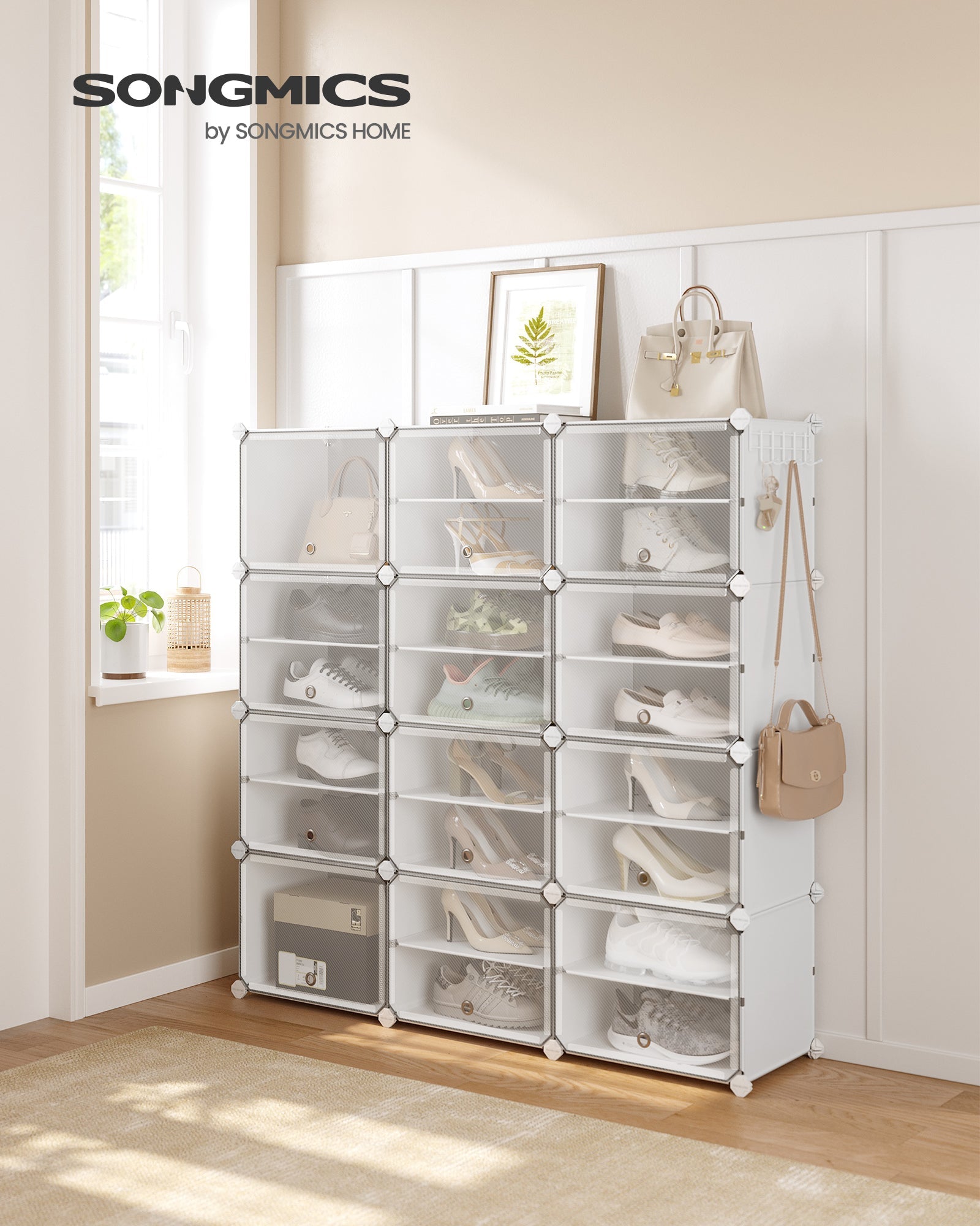 Songmics Πλαστική Παπουτσοθήκη 12 Επιπέδων - White - LPC040WZ02