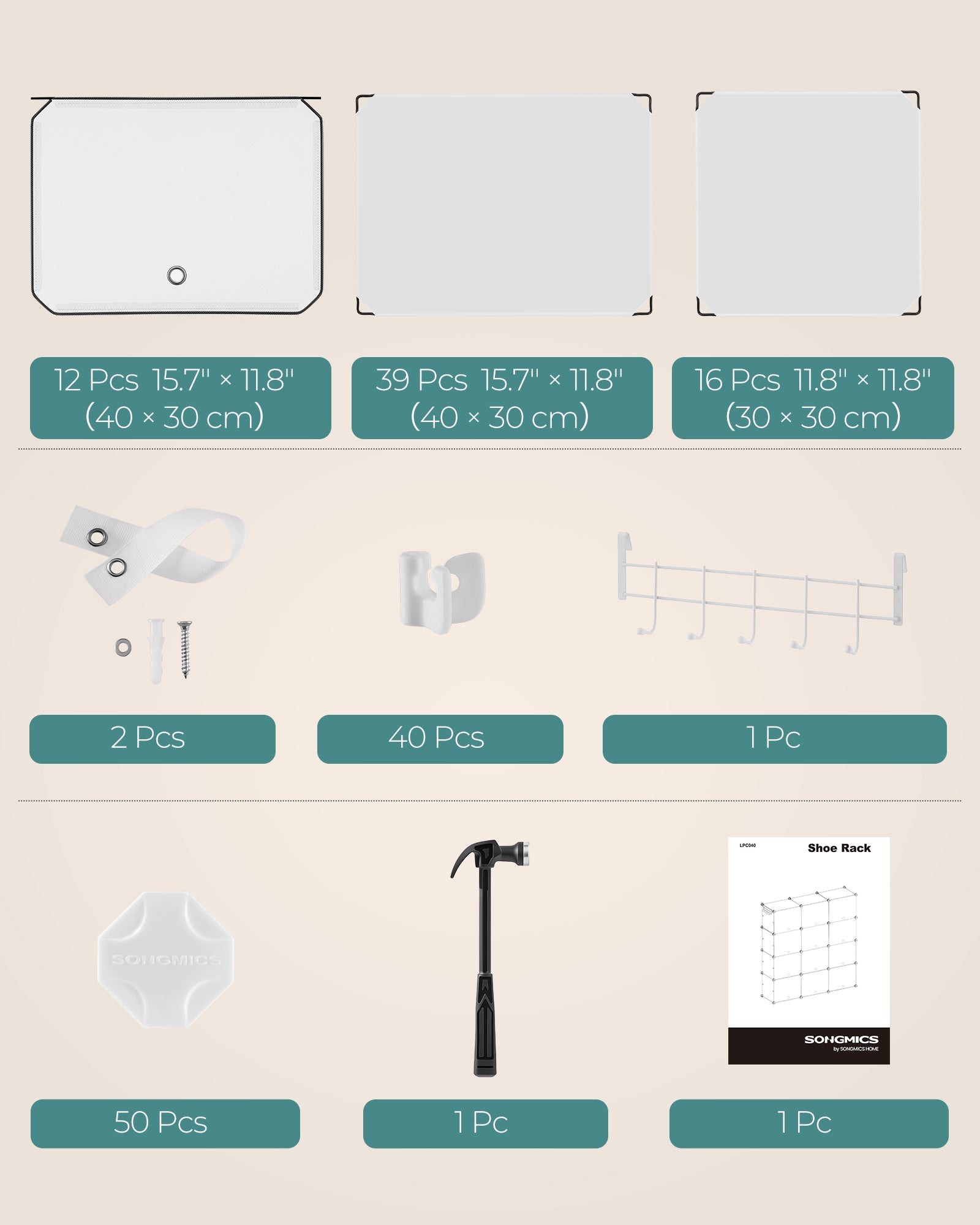 Songmics Πλαστική Παπουτσοθήκη 12 Επιπέδων - White - LPC040WZ02