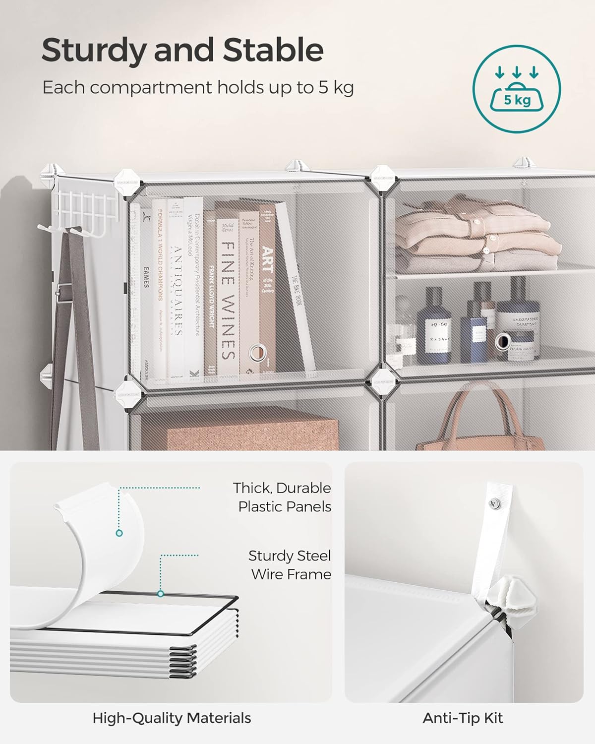 Songmics Πλαστική Παπουτσοθήκη με 10 Ράφια - White - LPC035WZ02