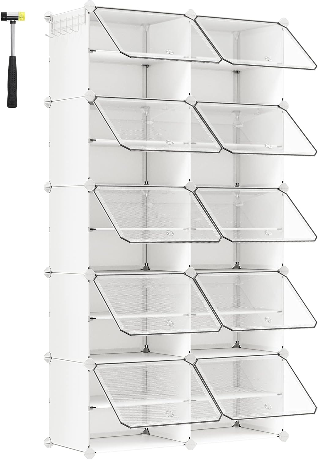 Songmics Πλαστική Παπουτσοθήκη με 10 Ράφια - White - LPC035WZ02