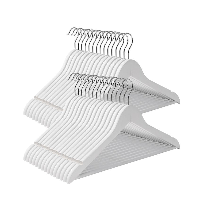 Songmics Σετ με 30 Ξύλινες Κρεμάστρες Ρούχων - White - CRW031WT